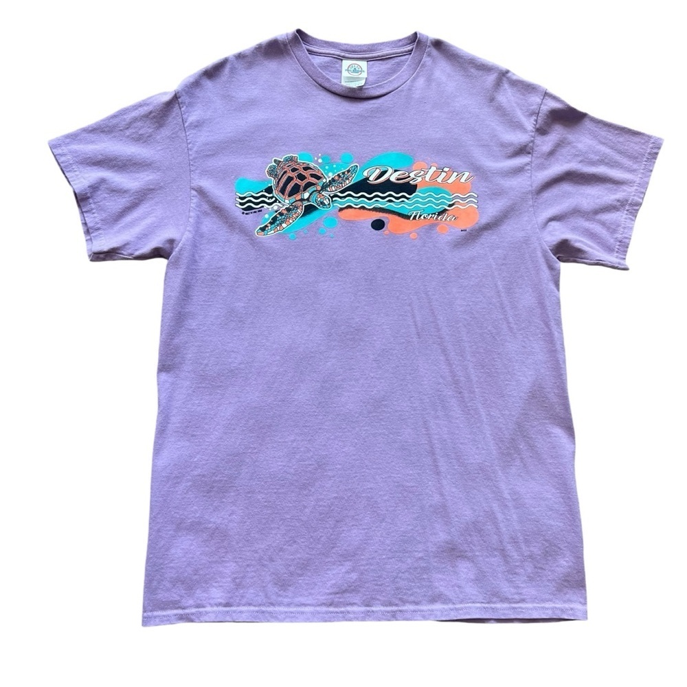 Light Purple Destin Florida Sea Turtle Short Sleeve Shirt Size L